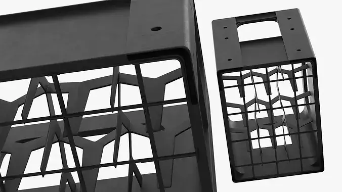 Beverage Crate with Compartments Black 3D model 4