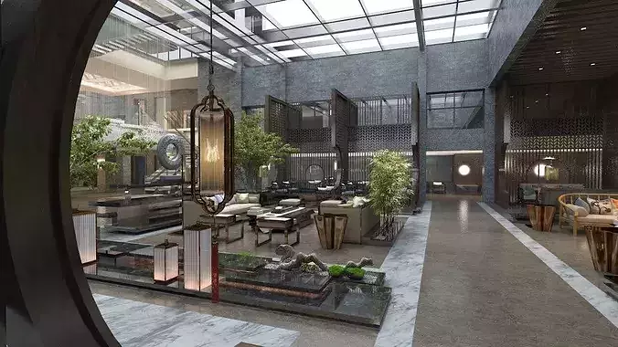 Chinese Teahouse Cafe 3D model
