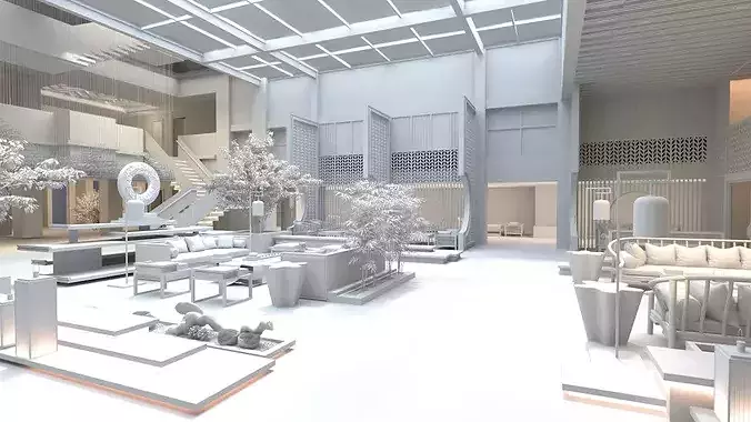 Chinese Teahouse Cafe 3D model 7