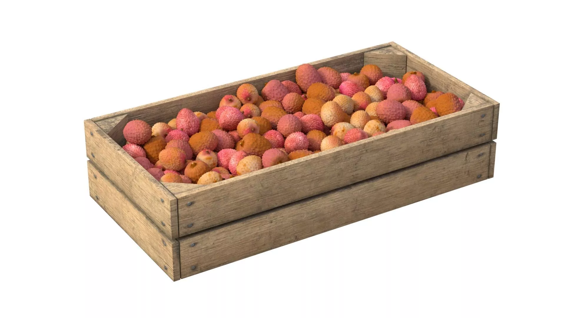 Lychee Wooden Crate Low-poly 3D model