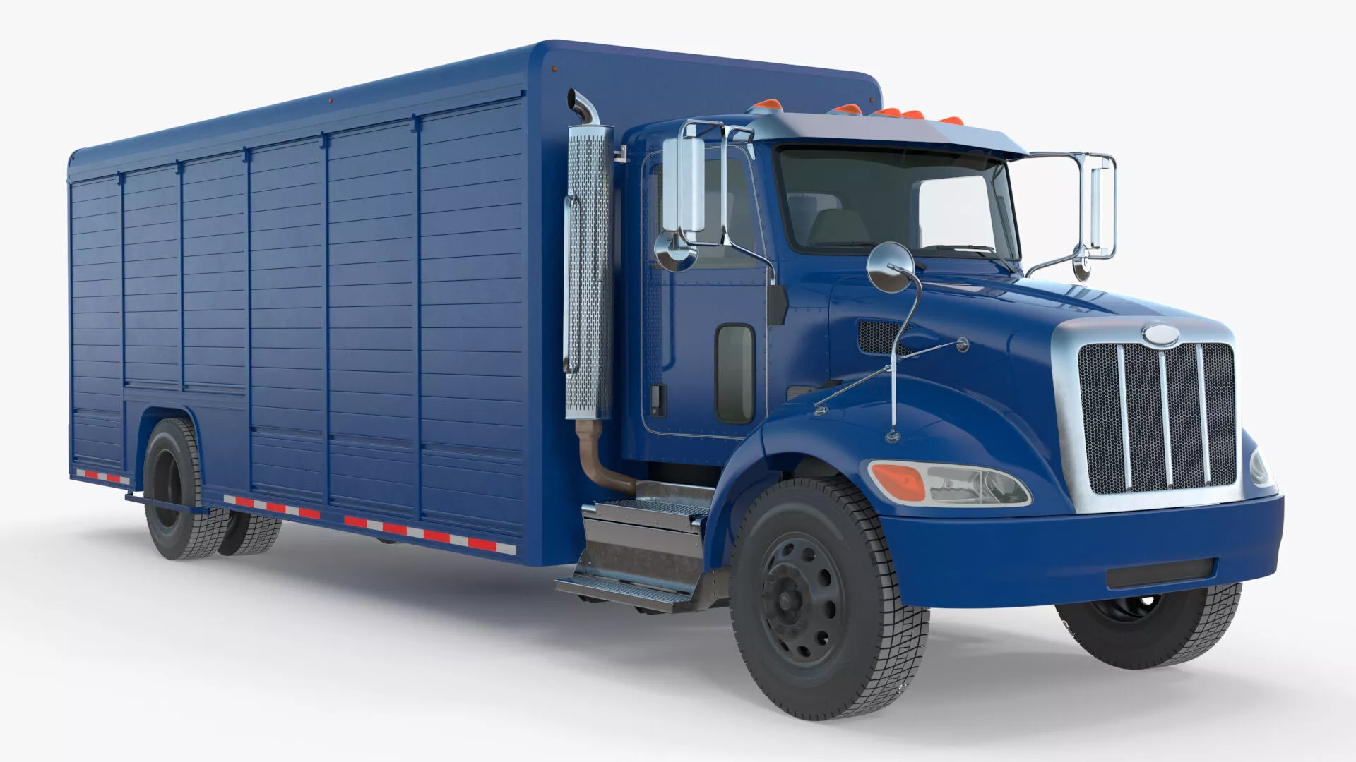 Medium Duty Box Truck 4x2 Blue Rigged 3D model