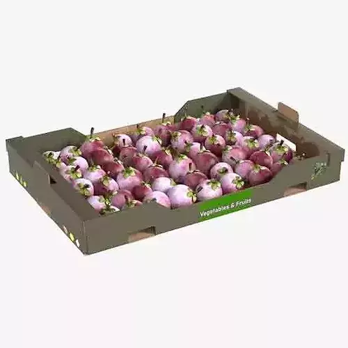 Mangosteen Cardboard Fruit Box Low-poly 3D model 6