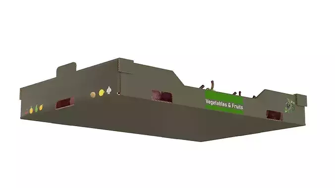 Mangosteen Cardboard Fruit Box Low-poly 3D model 5
