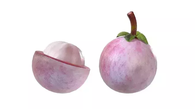 Mangosteen Fruit Low-poly 3D model 5