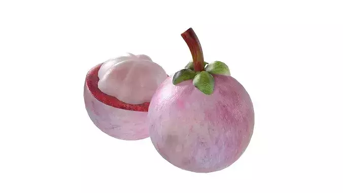Mangosteen Fruit Low-poly 3D model 4