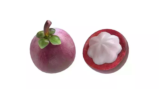 Mangosteen Fruit Low-poly 3D model 2