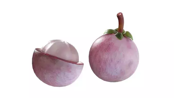 Mangosteen Fruit Low-poly 3D model 3