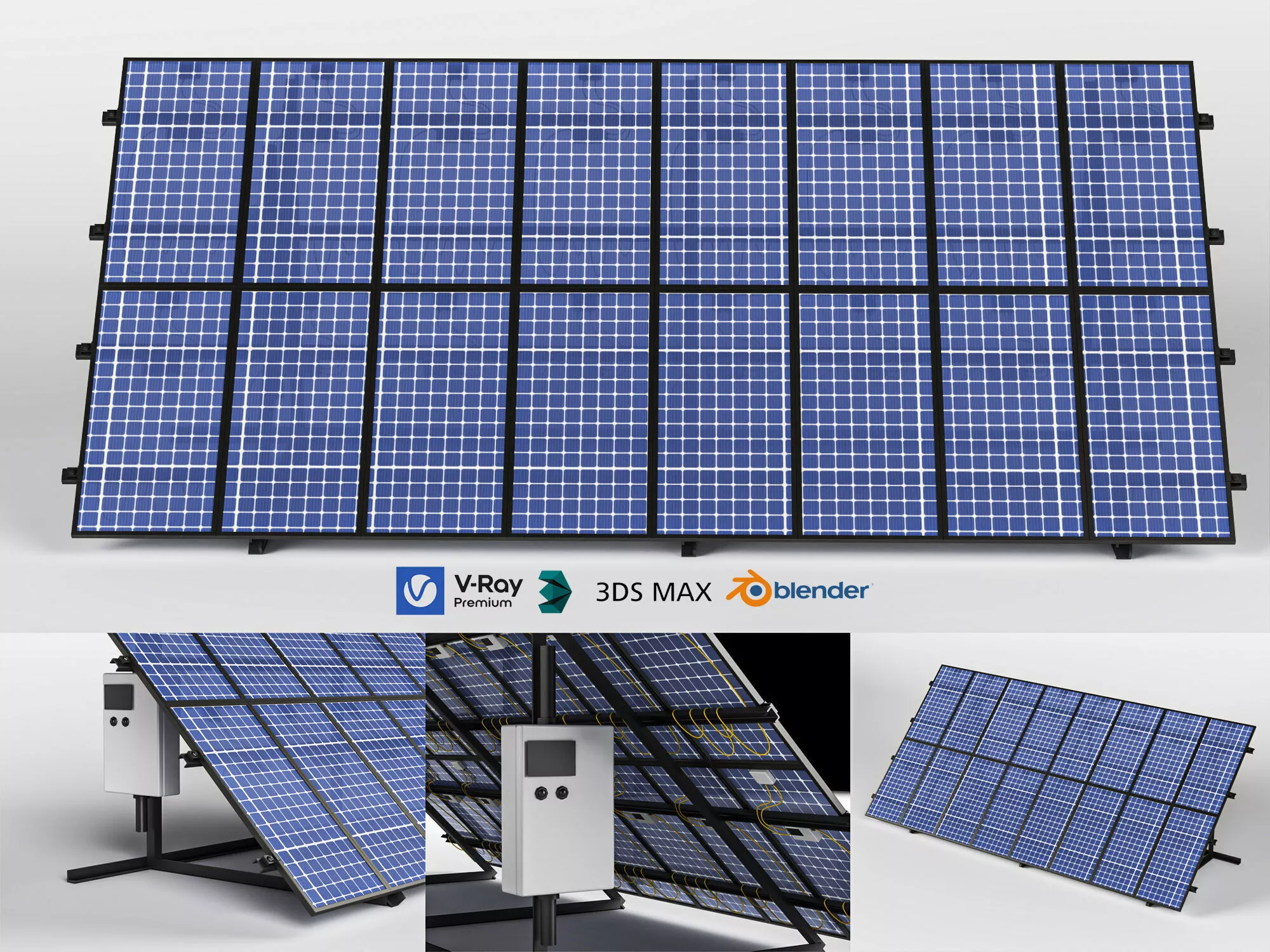 Solar Panel Array Collection 3D Model Low-poly 3D model