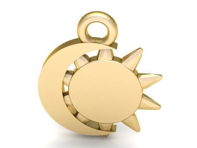 Pendant sun and moon charm 3D print model