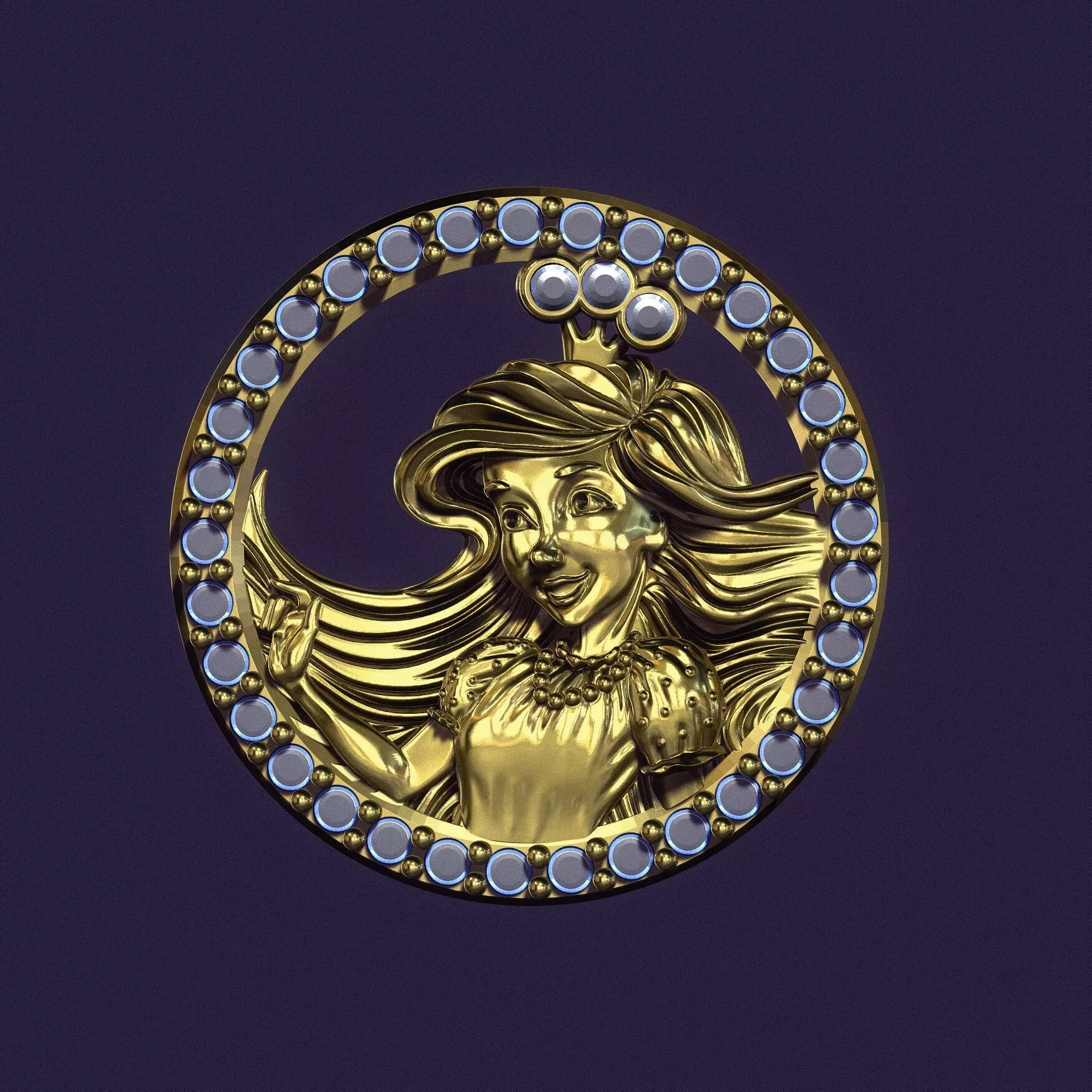 Mermaid Princess Pendant 3D Model for Jewelry Casting 3D print model