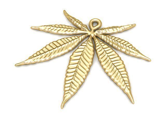 Pendant gold plated marijuana leaf charm 3D print model
