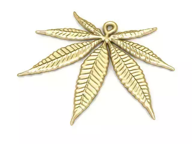 Pendant gold plated marijuana leaf charm