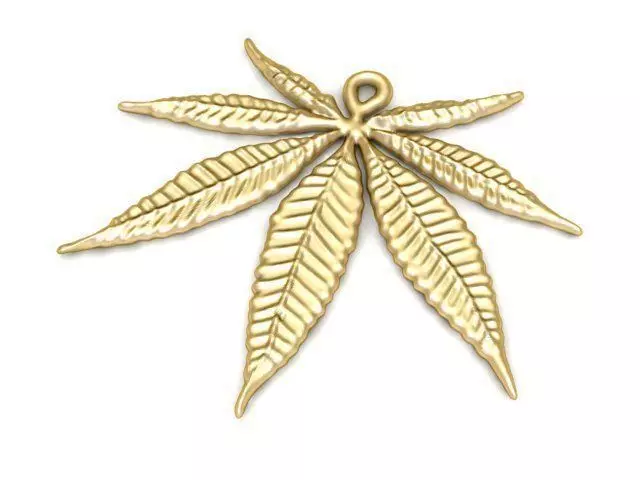 Pendant gold plated marijuana leaf charm 3D print model