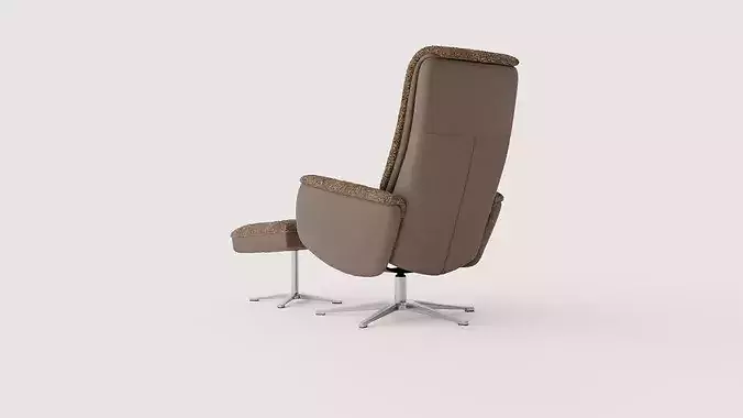 Swivel armchair Aland with stool Low-poly 3D model 4