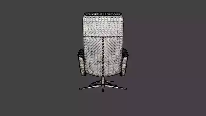 Swivel armchair Aland with stool Low-poly 3D model 6