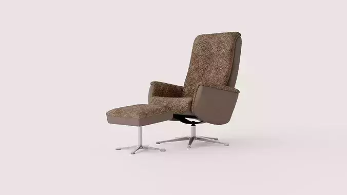 Swivel armchair Aland with stool Low-poly 3D model