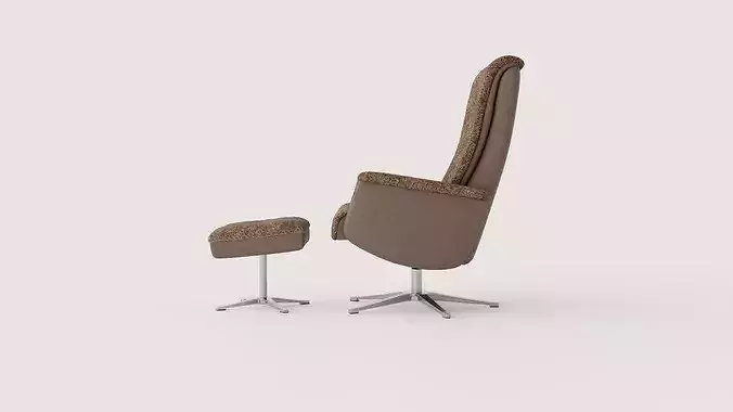 Swivel armchair Aland with stool Low-poly 3D model 3