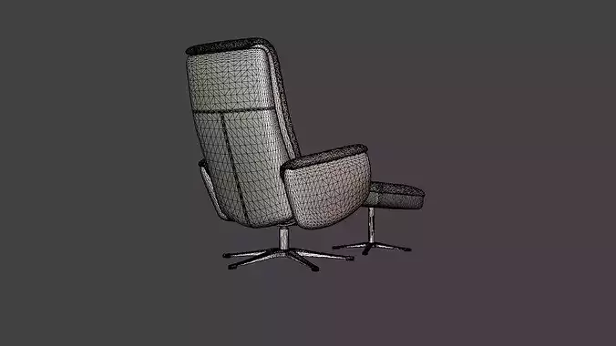 Swivel armchair Aland with stool Low-poly 3D model 7
