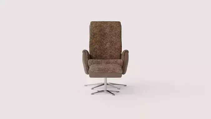 Swivel armchair Aland with stool Low-poly 3D model 2