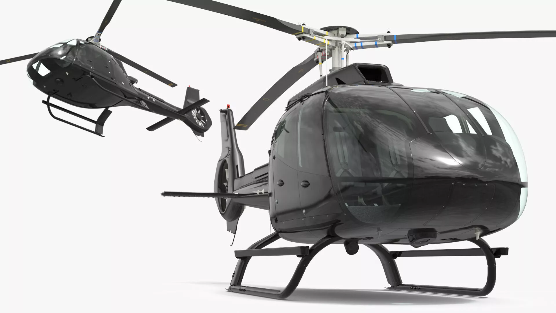 Light Civil Helicopter with Interior Rigged Cinema 4D 3D model