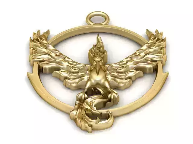 Pendant golden phoenix medallion