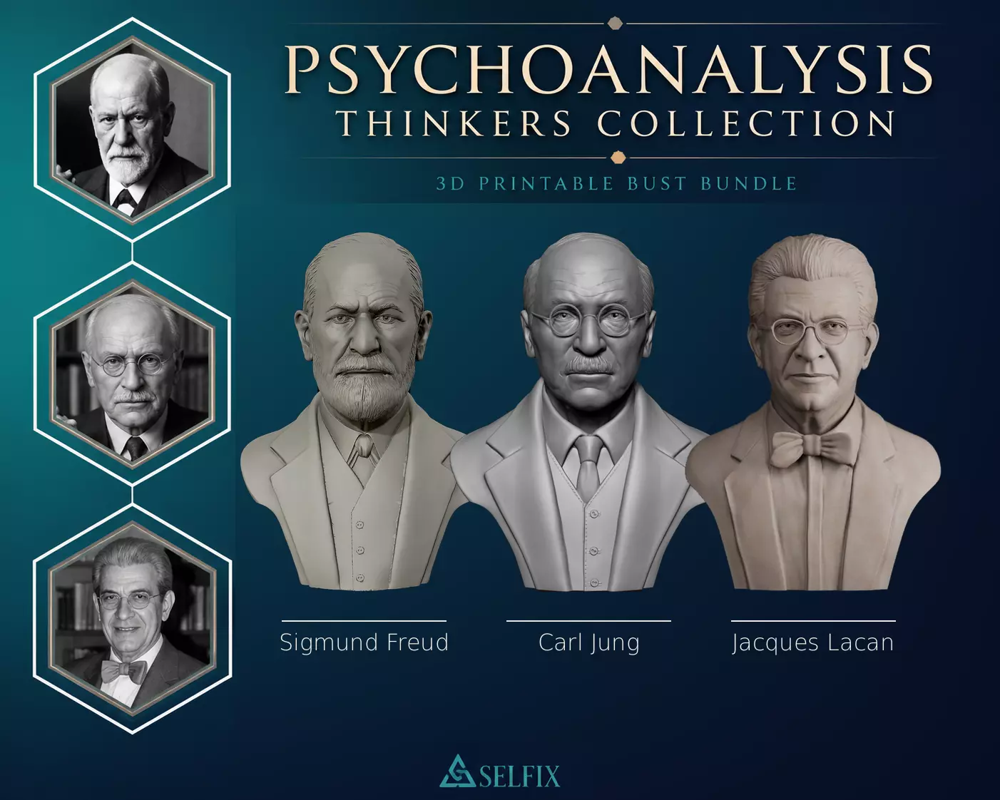 Psychoanalysis Thinkers Collection 3D printable bust sculpture 3D Model Pack