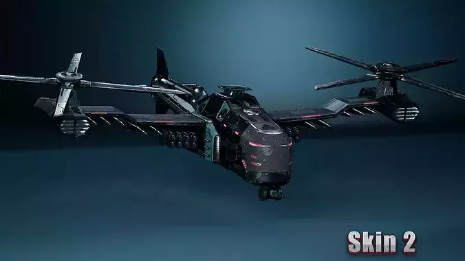 Sci-Fi Transport - Military Helicopter Low-poly 3D model 4