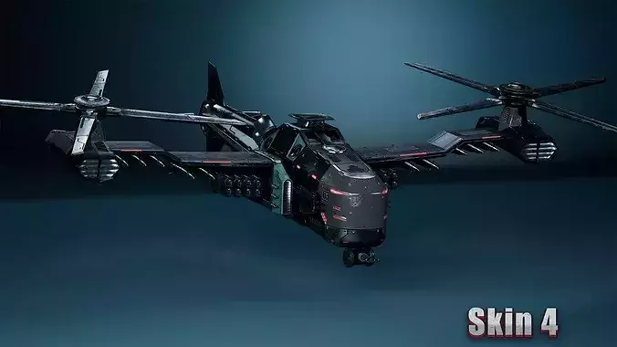 Sci-Fi Transport - Military Helicopter Low-poly 3D model 7