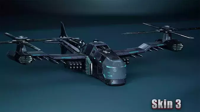 Sci-Fi Transport - Military Helicopter Low-poly 3D model 6