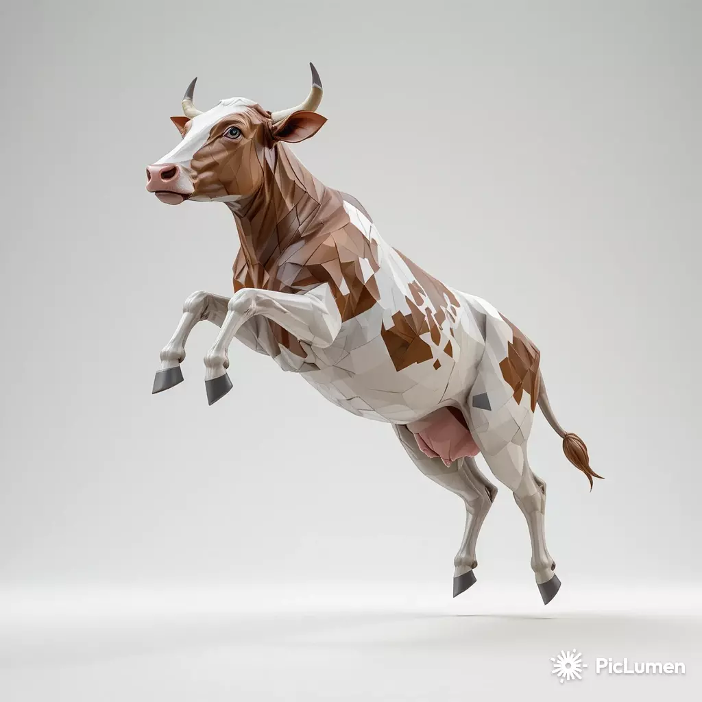 Low Poly Jumping COW 3D Model 3D print model