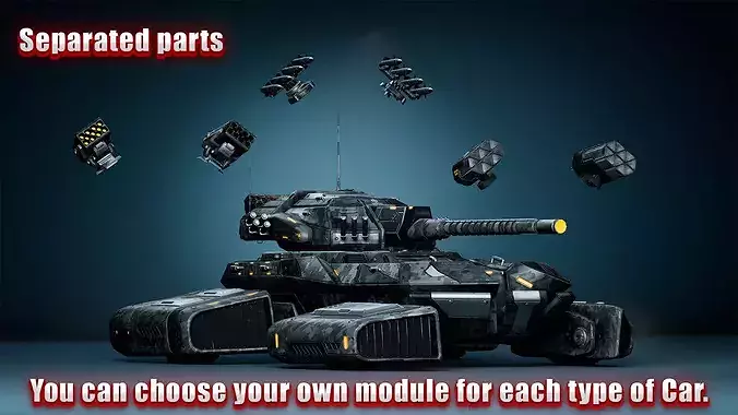 Sci-Fi Transport - Tank Low-poly 3D model 2
