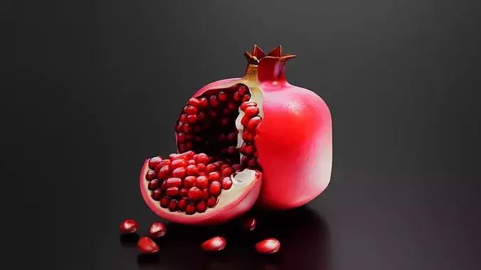 Pomegranate 03 Low-poly 3D model 2