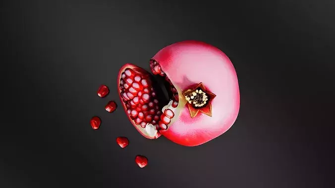 Pomegranate 03 Low-poly 3D model 6