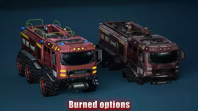 Sci-Fi Transport - Firefighter truck Low-poly 3D model 6