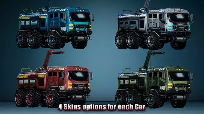 Sci-Fi Transport - Firefighter truck Low-poly 3D model 4