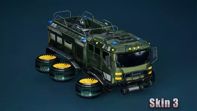 Sci-Fi Transport - Firefighter truck Low-poly 3D model 7