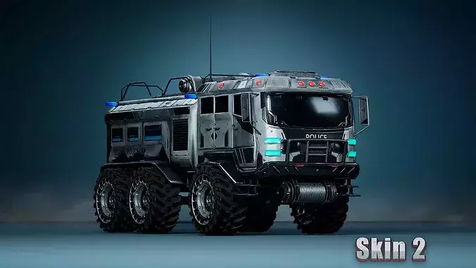 Sci-Fi Transport - Firefighter truck Low-poly 3D model 5