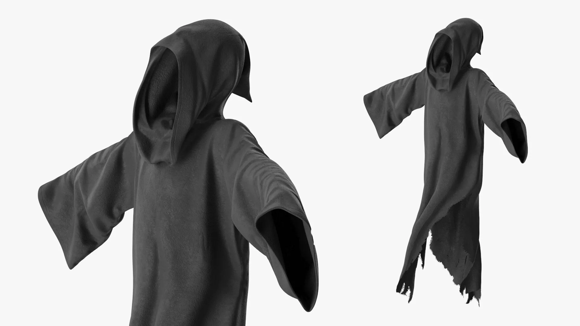 Faceless Grim Robe with Tattered Hem Rigged for Cinema 4D 3D model