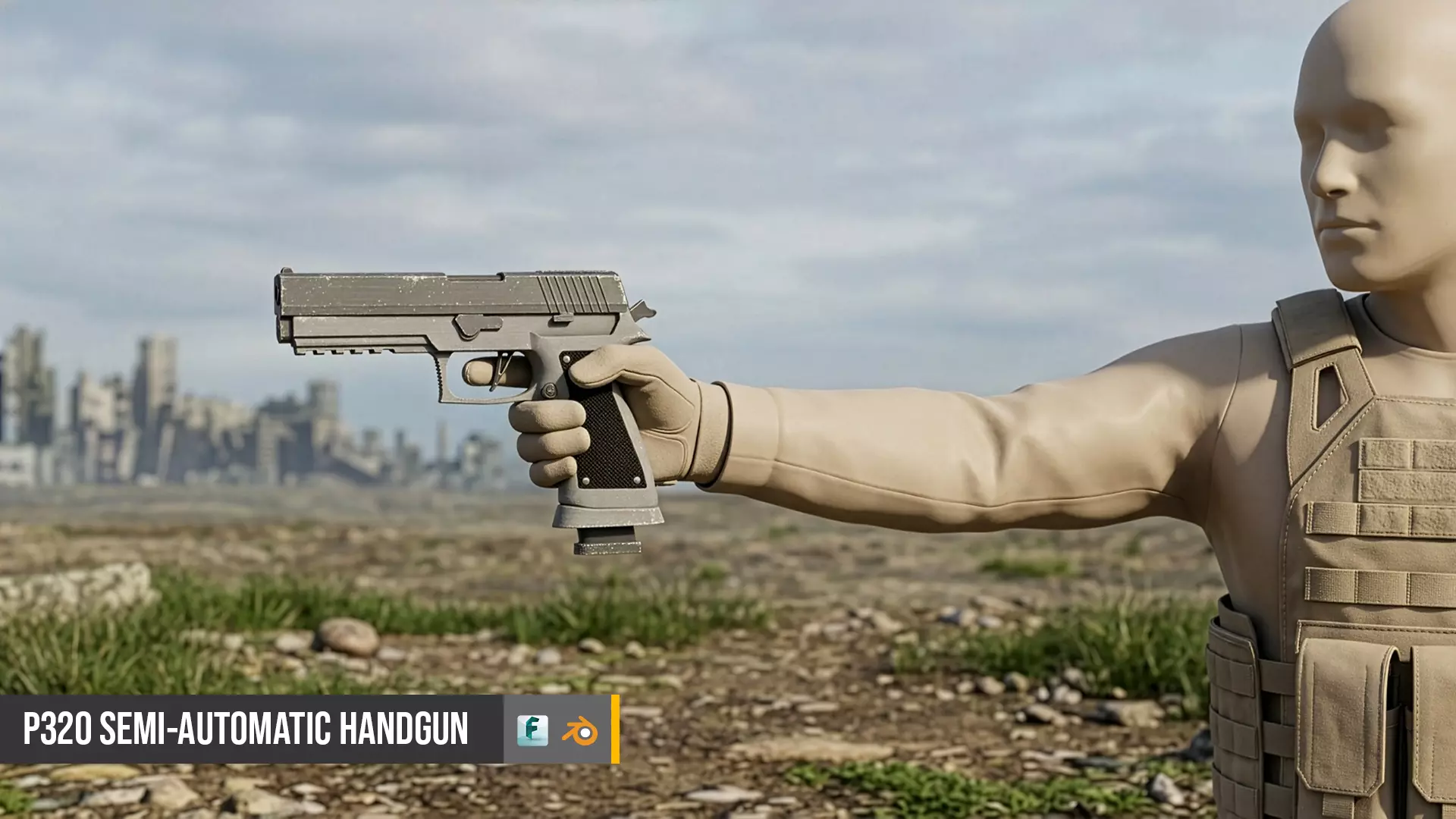 P320 Semi-Automatic Handgun Low-poly 3D model