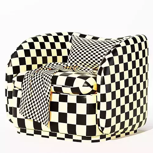 Kaufman Swivel Armchair 3D model 5