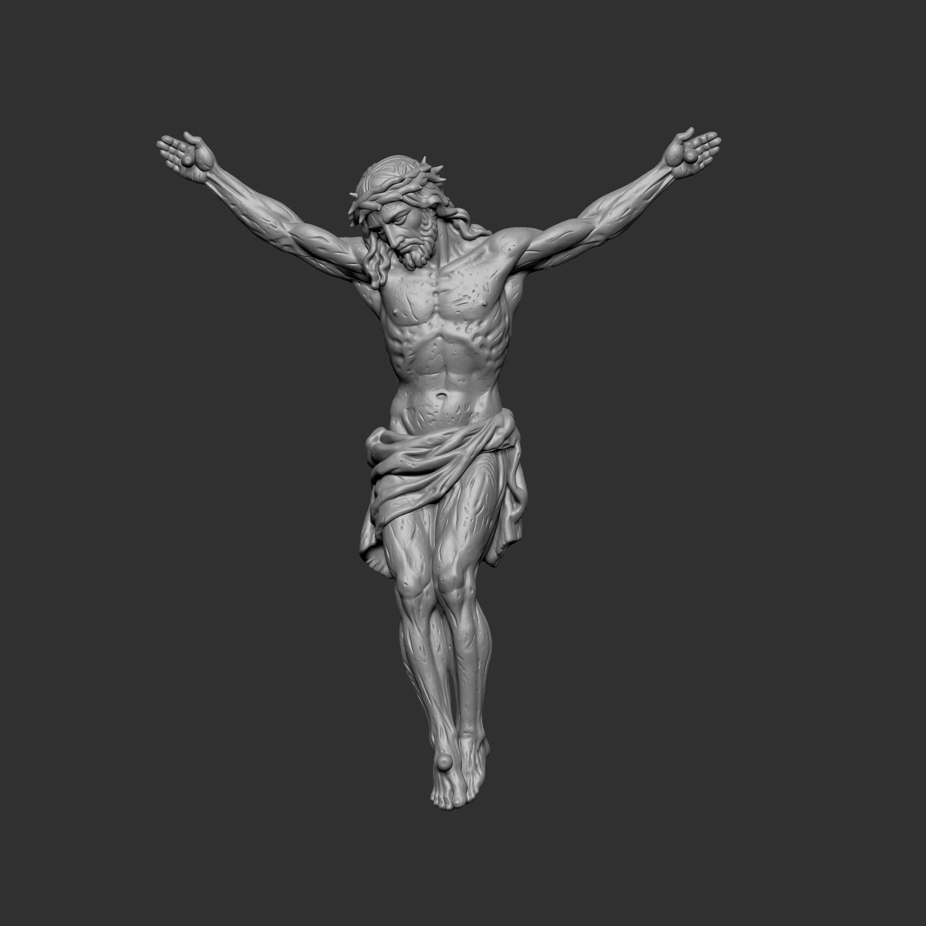 3D digital sculpture of Jesus Christ on the cross 3D print model