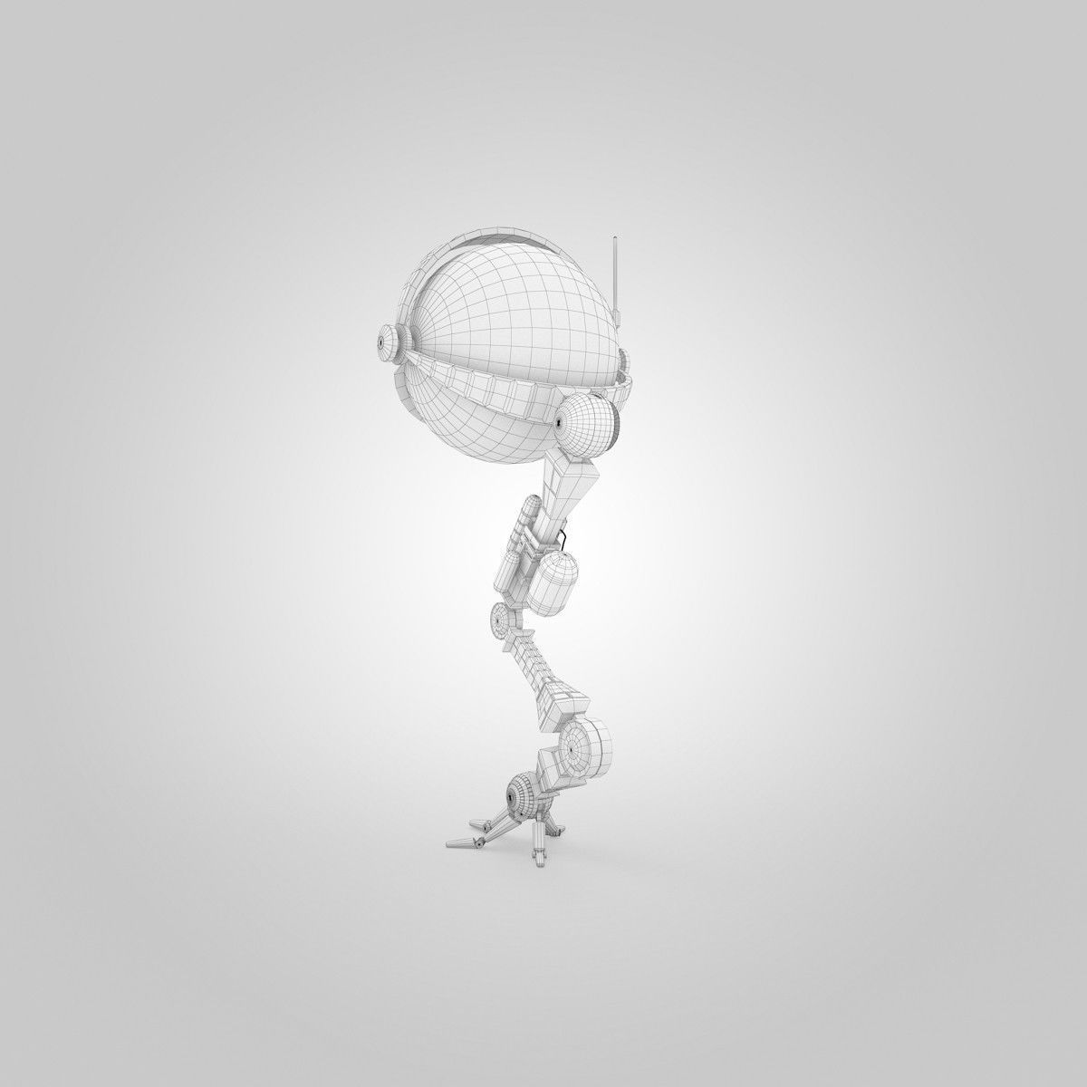 One Eye Robot Low-poly 3D model_7