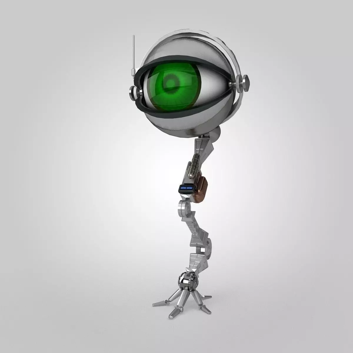One Eye Robot Low-poly 3D model_0