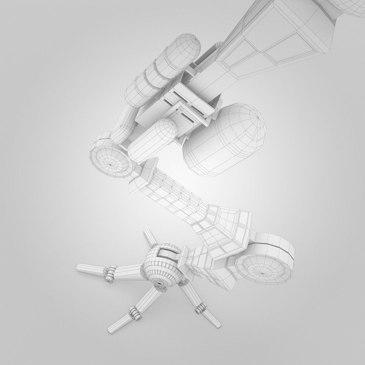 One Eye Robot Low-poly 3D model_12