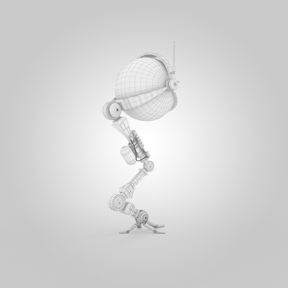 One Eye Robot Low-poly 3D model_16