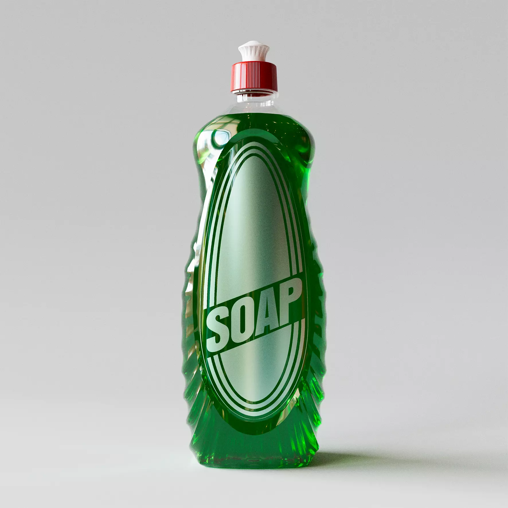 Realistic Green Dishwashing Soap Bottle 3D Model 3D model