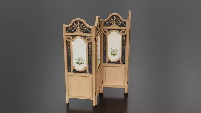 wood-framed room divider Low-poly 3D model 3