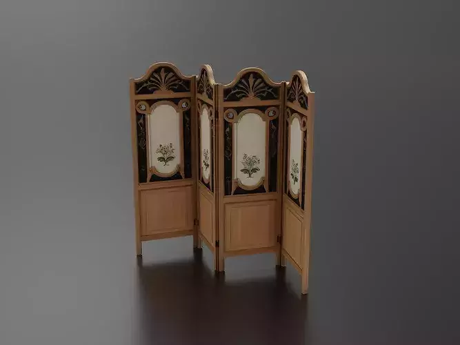 wood-framed room divider Low-poly 3D model