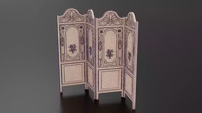 wood-framed room divider Low-poly 3D model 7