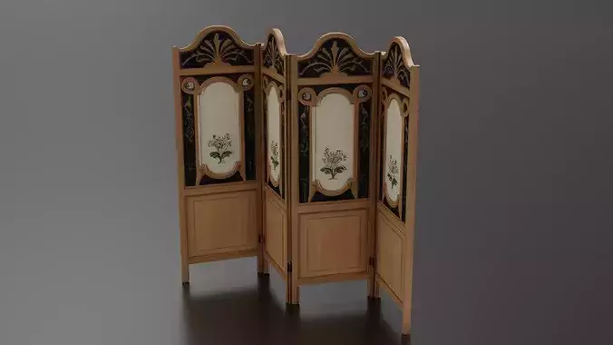 wood-framed room divider Low-poly 3D model 2